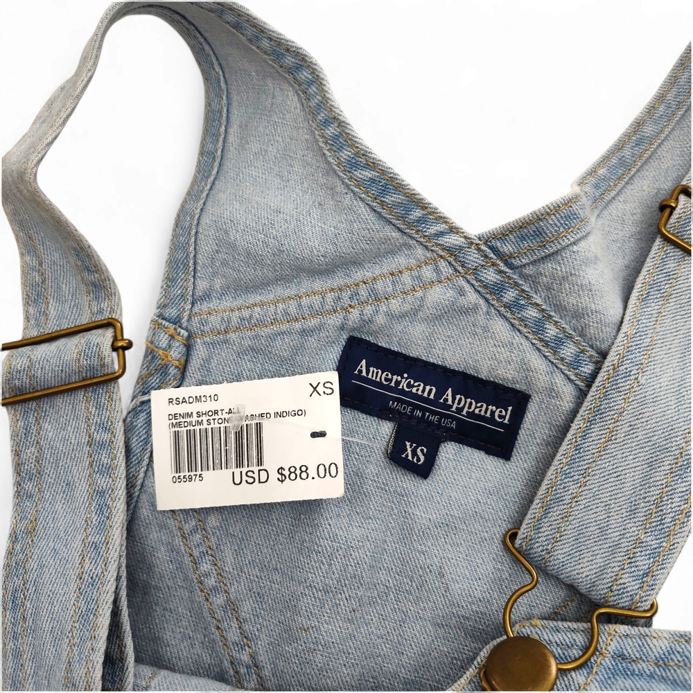 American Apparel Denim Short-Alls Medium Wash Indigo Size XS - Picture 6 of 9